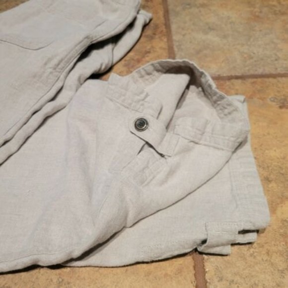 J. Jill Linen Women's Size 6P Crop Pants Beige Zip Drawstring Waist Pockets - Picture 12 of 12